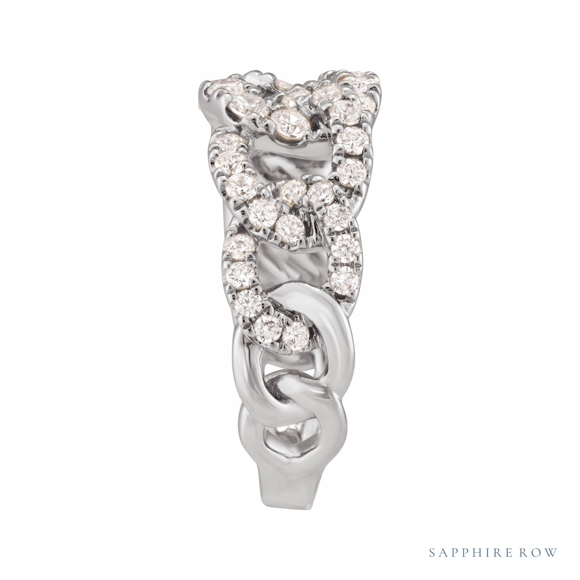 Sapphire Row Lab-Grown Diamond Pavé Chain Ring - 14K White Gold (view 3)