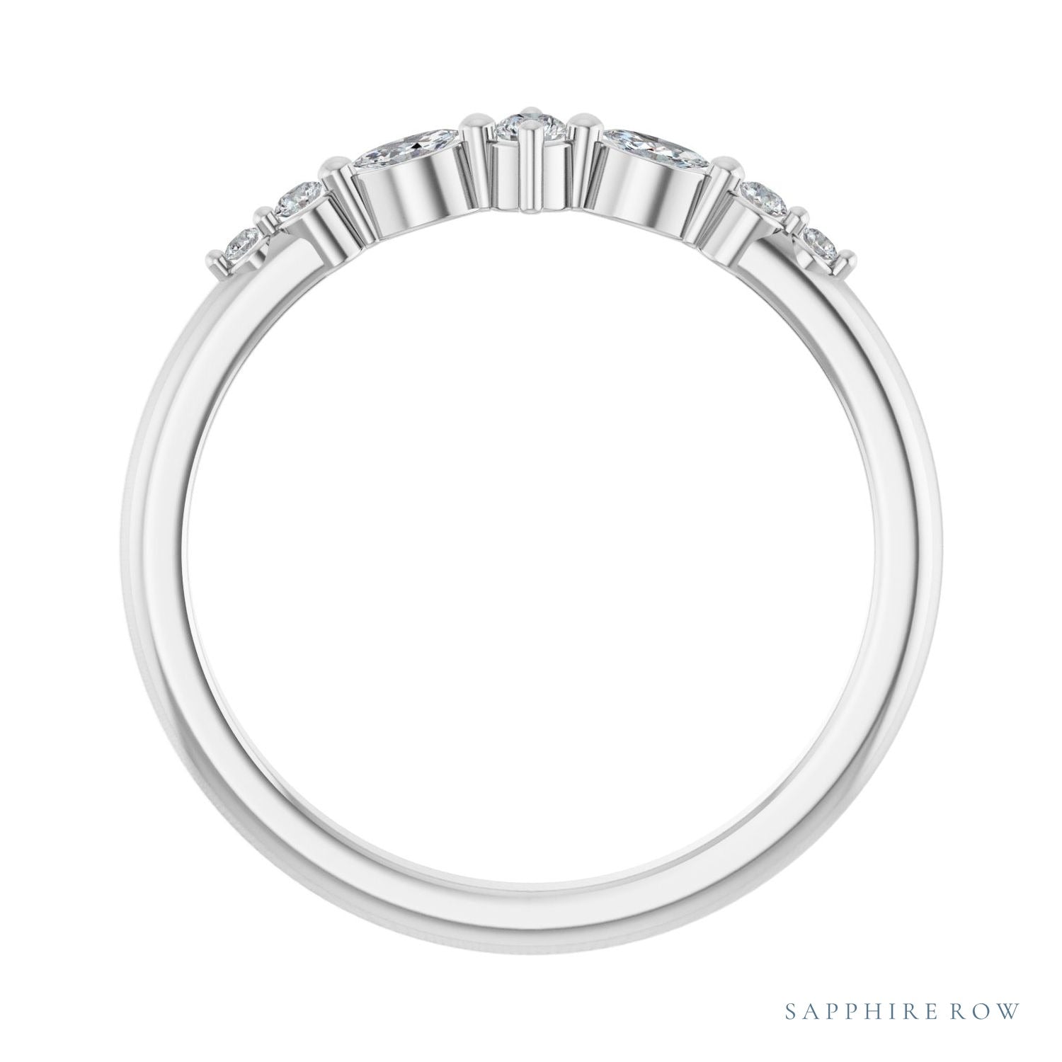 Sapphire Row Natural Diamond Mixed-Cut Stackable Ring - 14K White Gold (view 2)