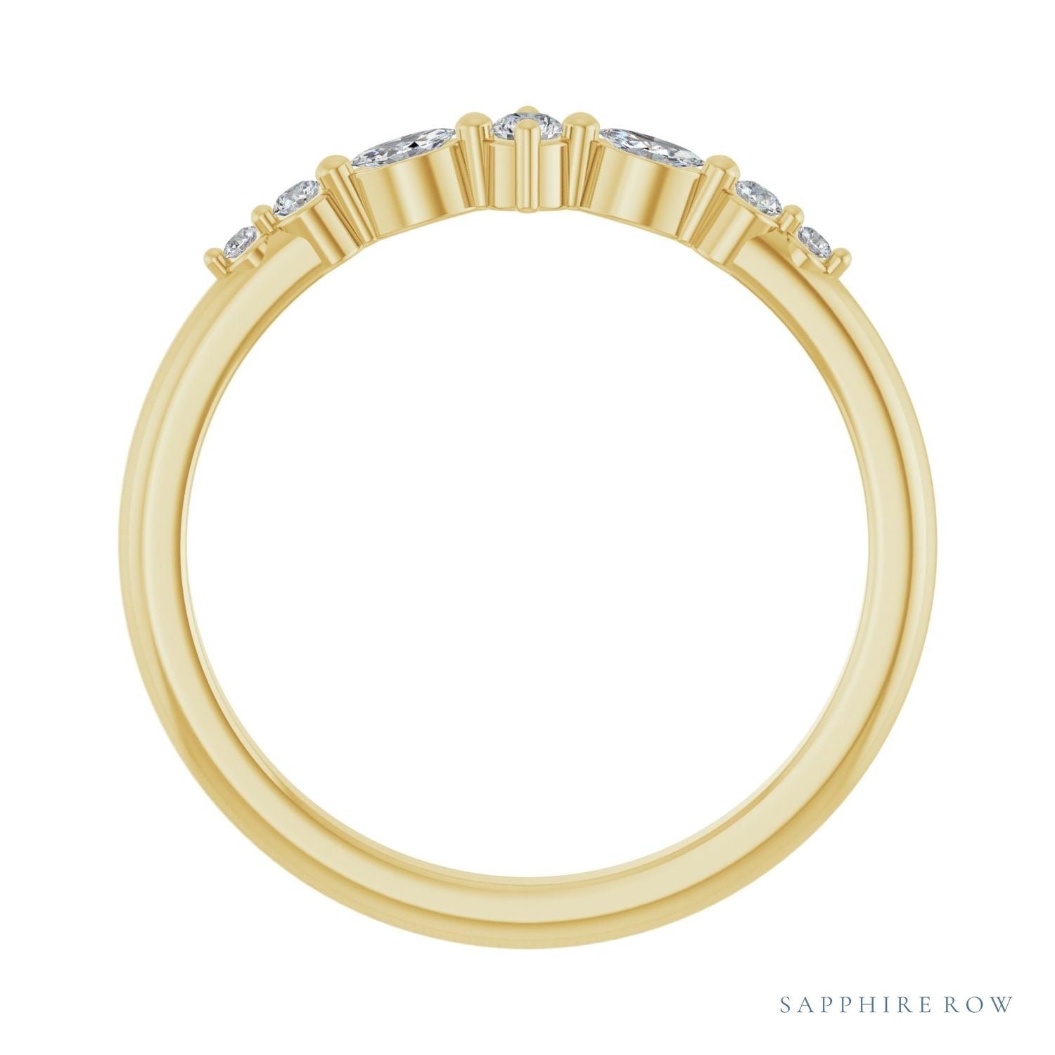 Sapphire Row Natural Diamond Mixed-Cut Stackable Ring - 14K Yellow Gold (view 2)