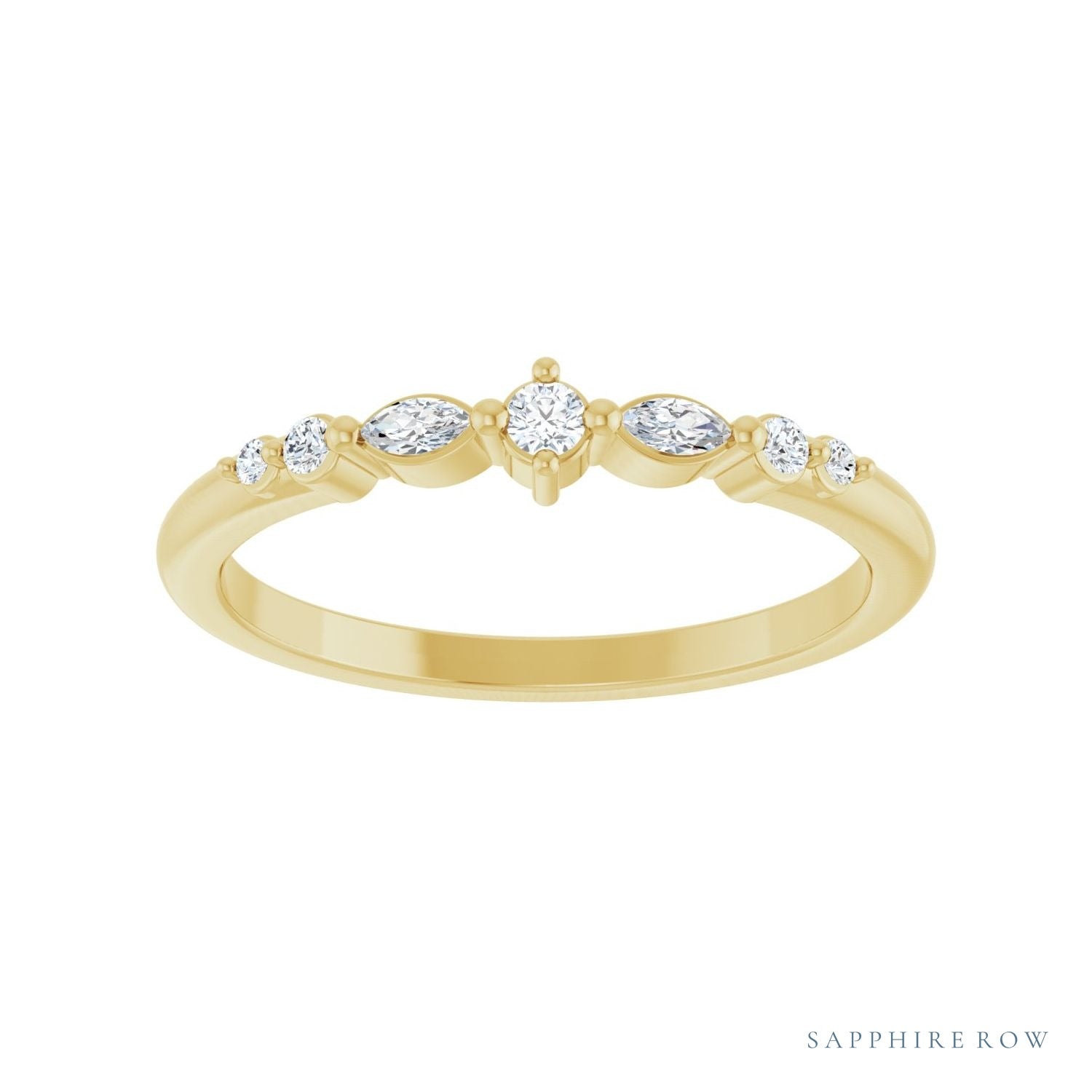 Sapphire Row Natural Diamond Mixed-Cut Stackable Ring - 14K Yellow Gold (view 3)