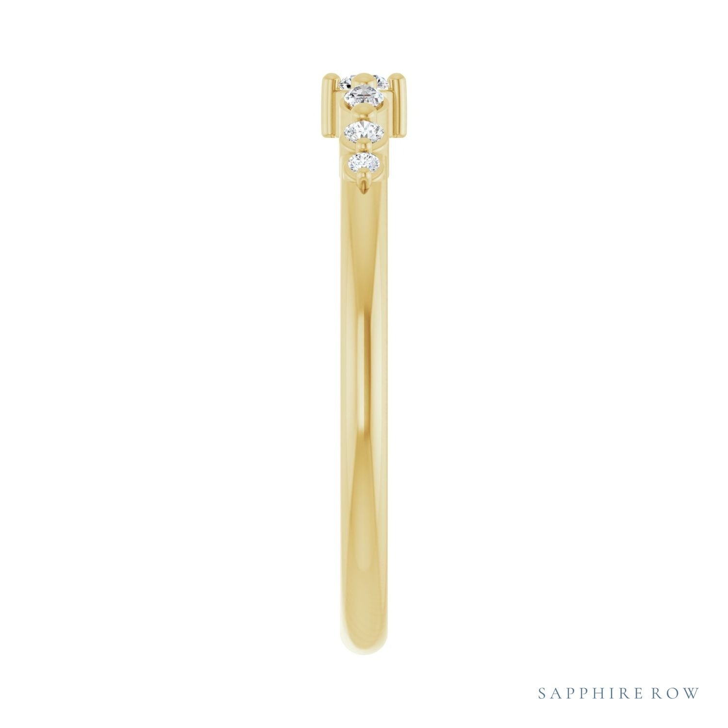Sapphire Row Natural Diamond Mixed-Cut Stackable Ring - 14K Yellow Gold (view 4)