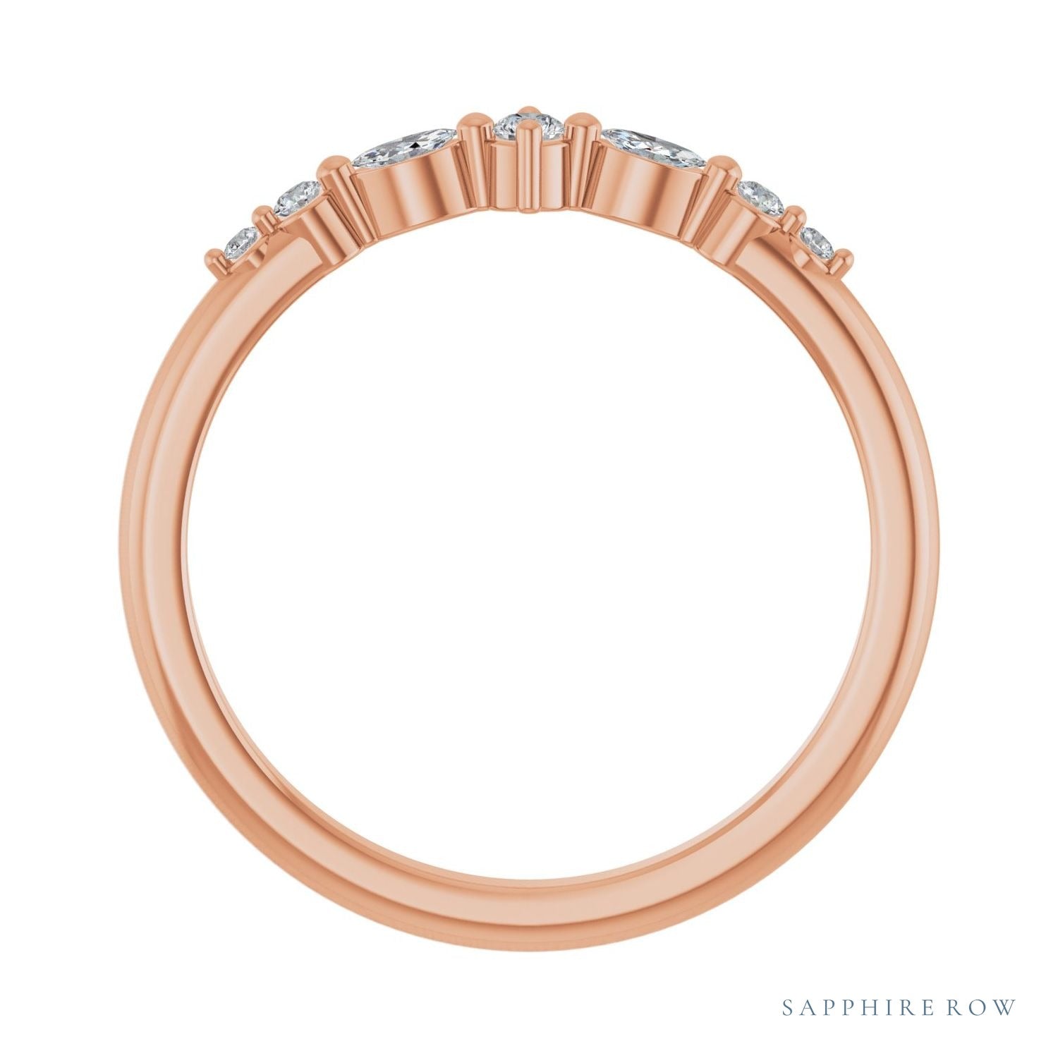 Sapphire Row Natural Diamond Mixed-Cut Stackable Ring - 14K Rose Gold (view 2)