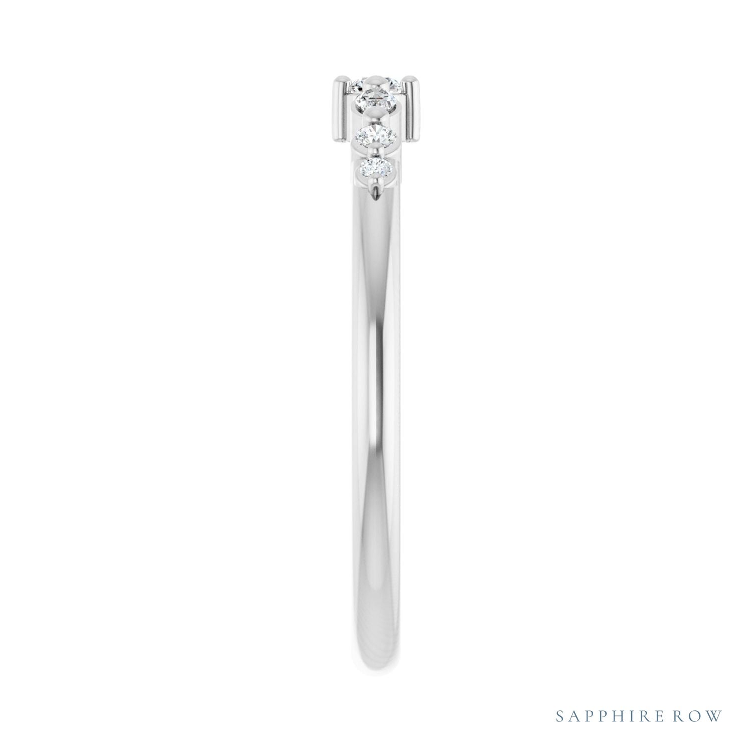 Sapphire Row Natural Diamond Mixed-Cut Stackable Ring - Platinum (view 4)