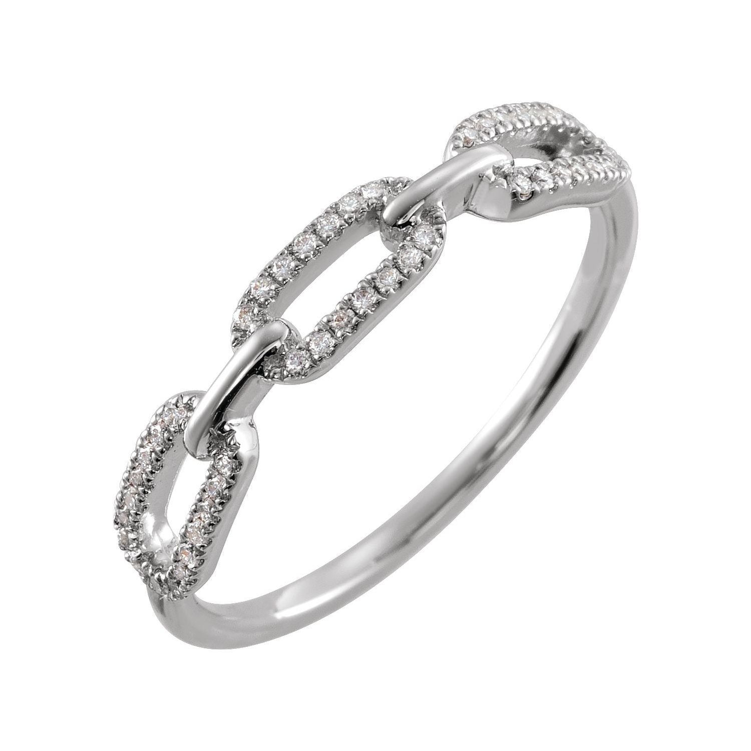 Sapphire Row Natural Diamond Pavé Chain Link Ring - 14K White Gold