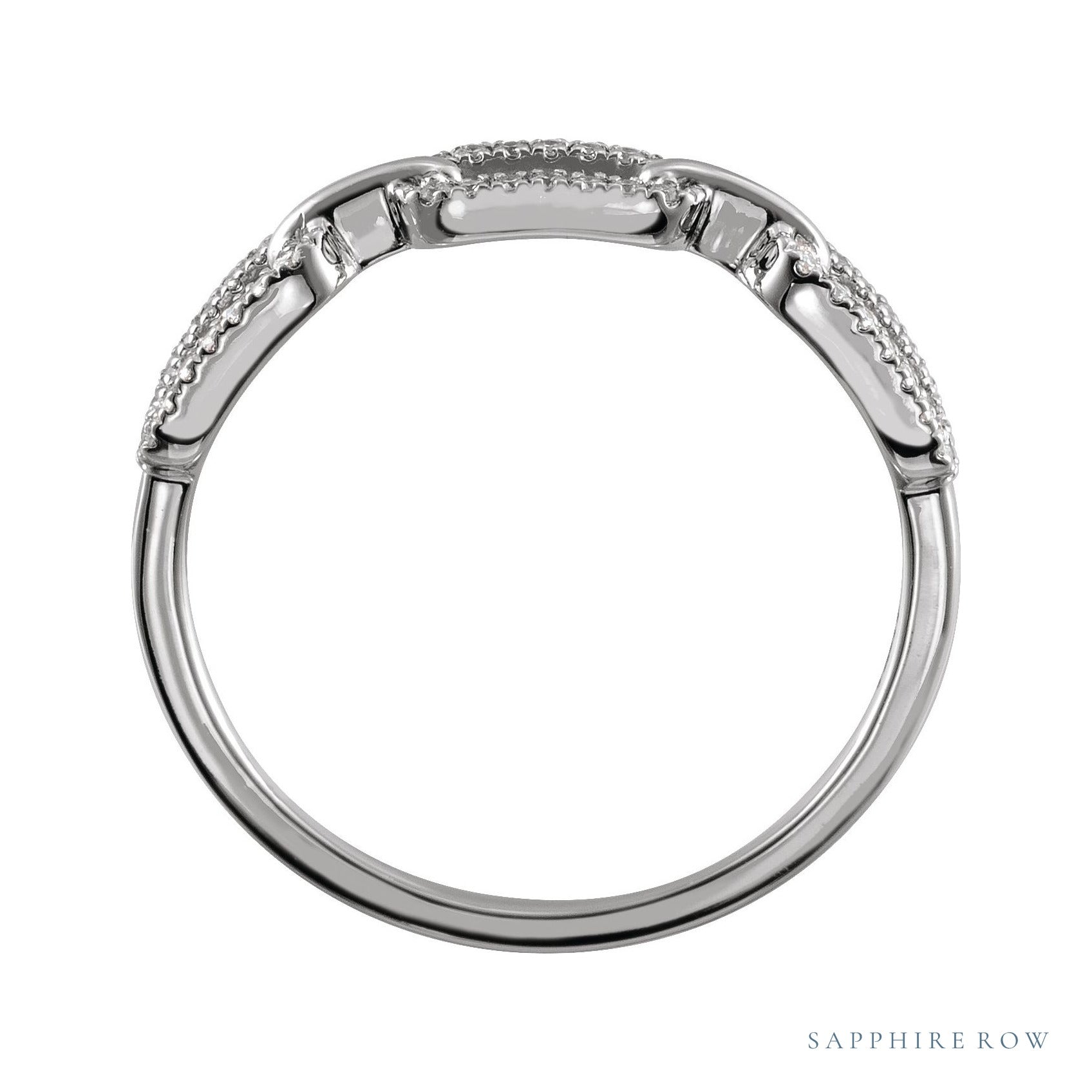 Sapphire Row Natural Diamond Pavé Chain Link Ring - 14K White Gold (view 2)