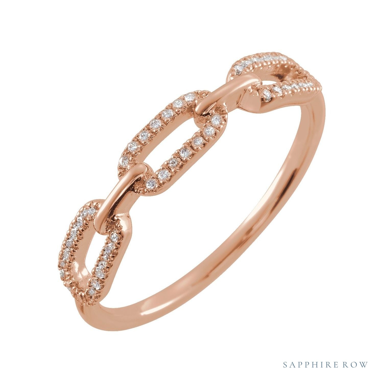 Sapphire Row Natural Diamond Pavé Chain Link Ring - 14K Rose Gold