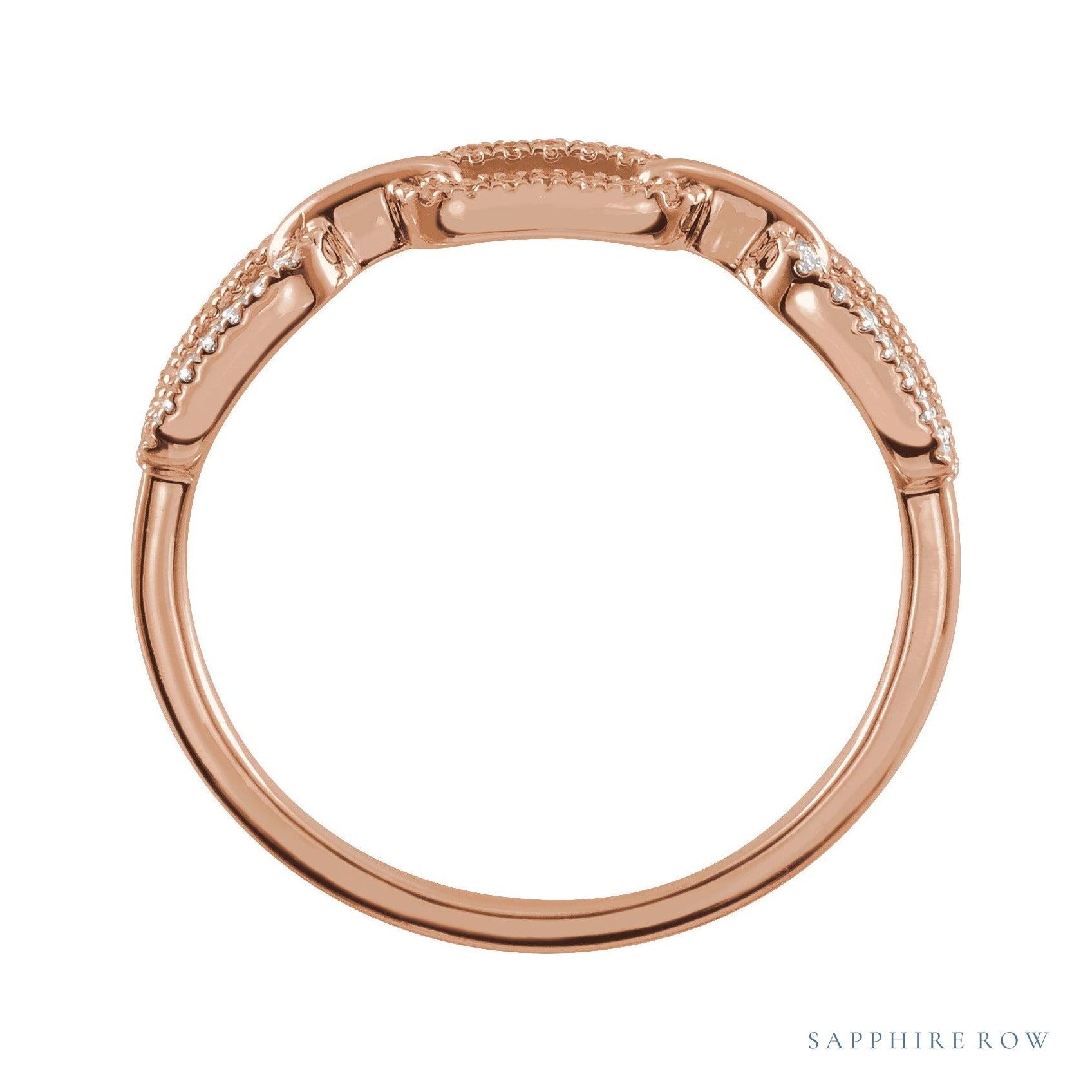 Sapphire Row Natural Diamond Pavé Chain Link Ring - 14K Rose Gold (view 2)