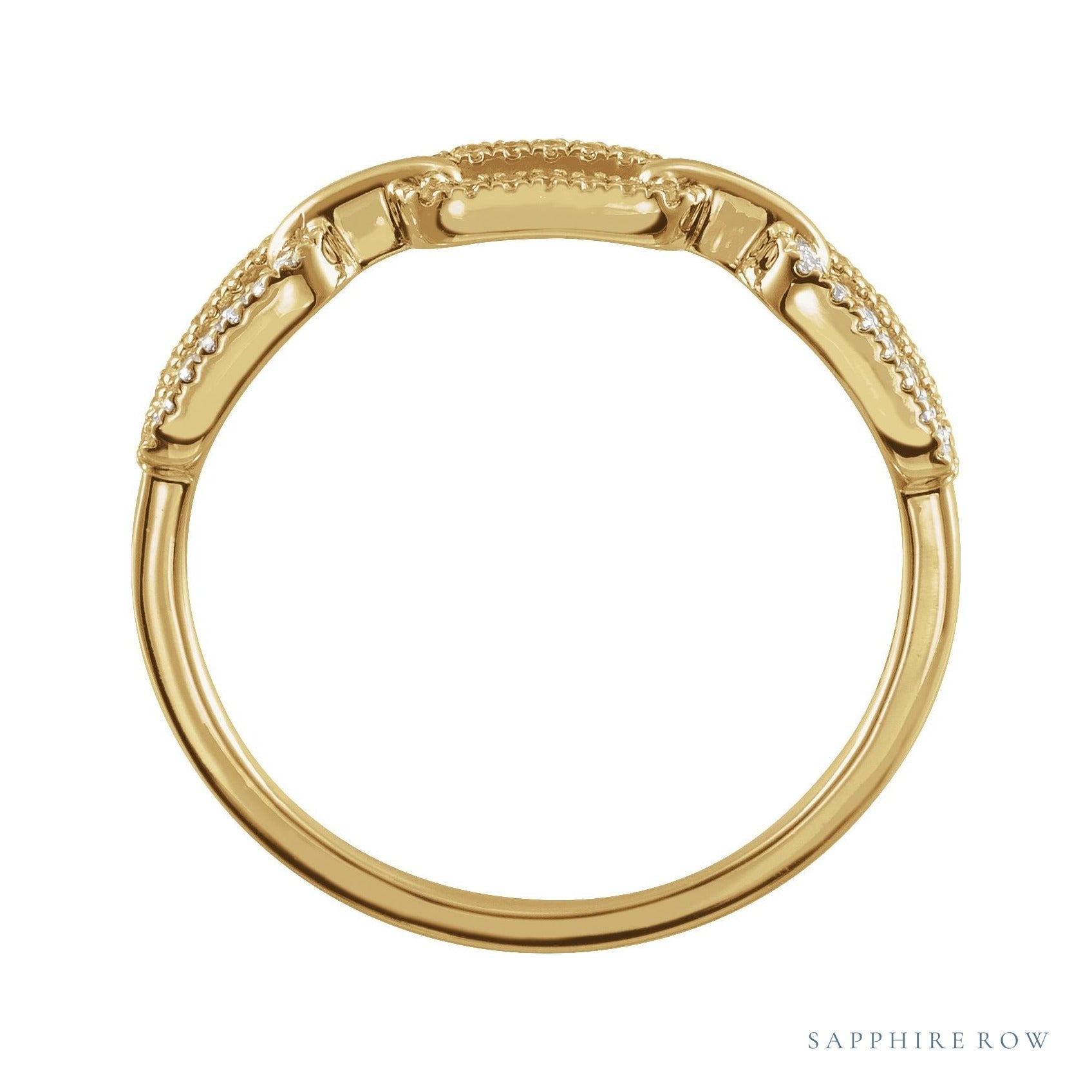 Sapphire Row Natural Diamond Pavé Chain Link Ring - 14K Yellow Gold (view 2)