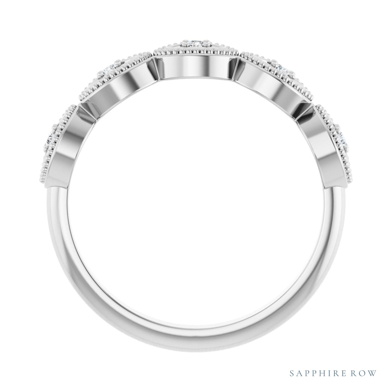 Sapphire Row Natural Diamond Evil Eye Stackable Ring - Platinum (view 2)