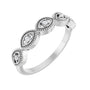 Sapphire Row Natural Diamond Evil Eye Stackable Ring - 14K White Gold
