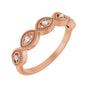 Sapphire Row Natural Diamond Evil Eye Stackable Ring - 14K Rose Gold