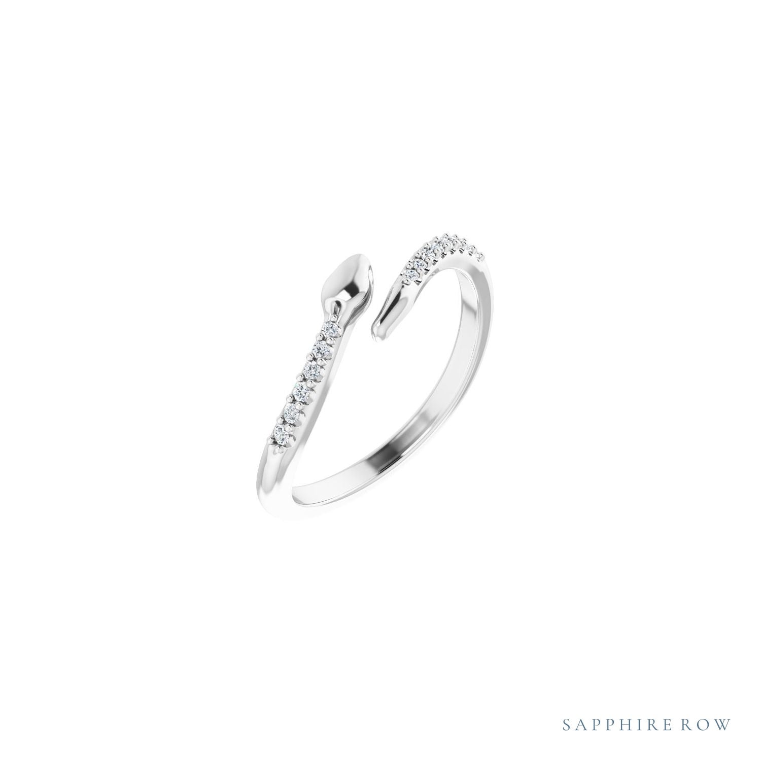 Sapphire Row Natural Diamond Pavé Snake Wrap Ring - 14K White Gold