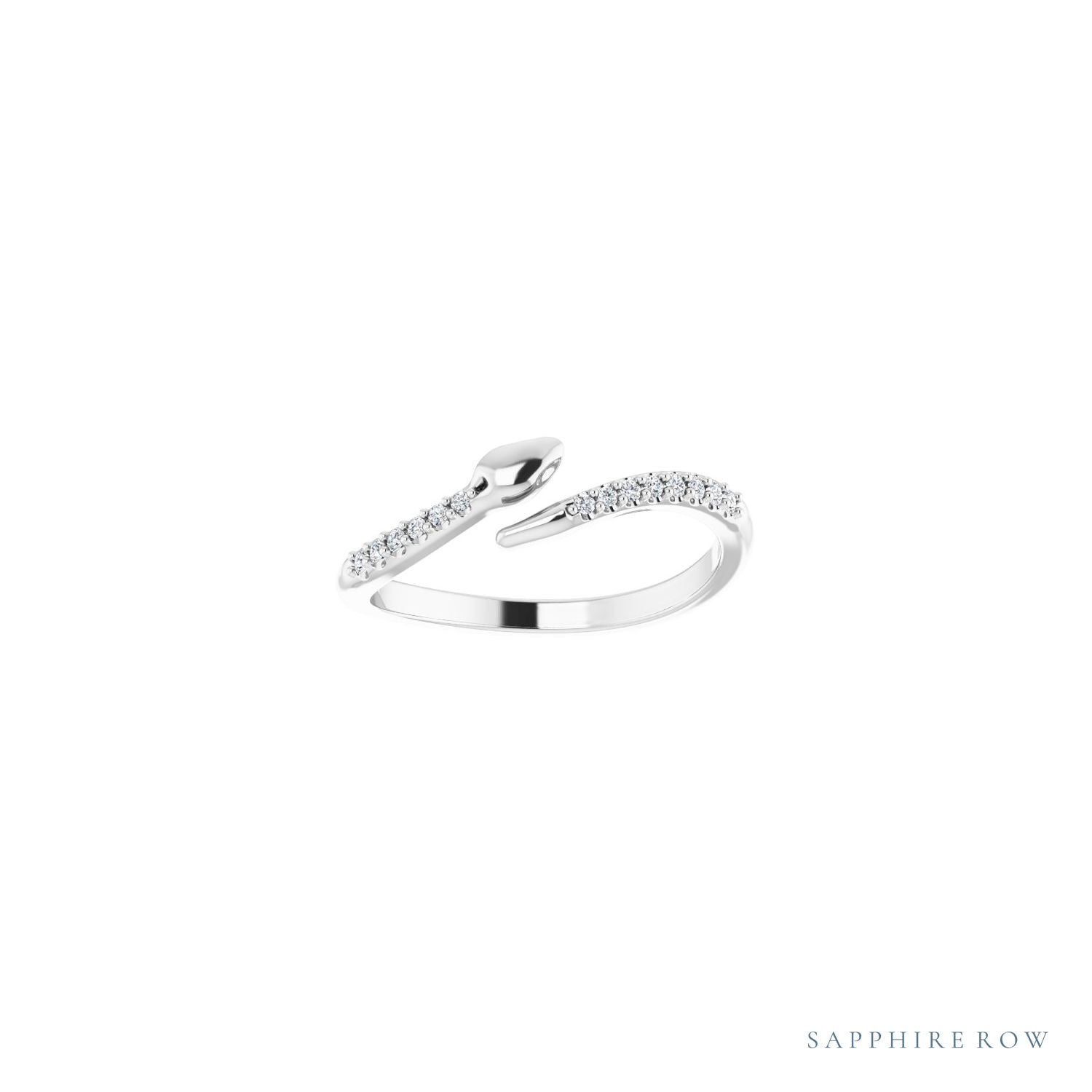 Sapphire Row Natural Diamond Pavé Snake Wrap Ring - 14K White Gold (view 3)