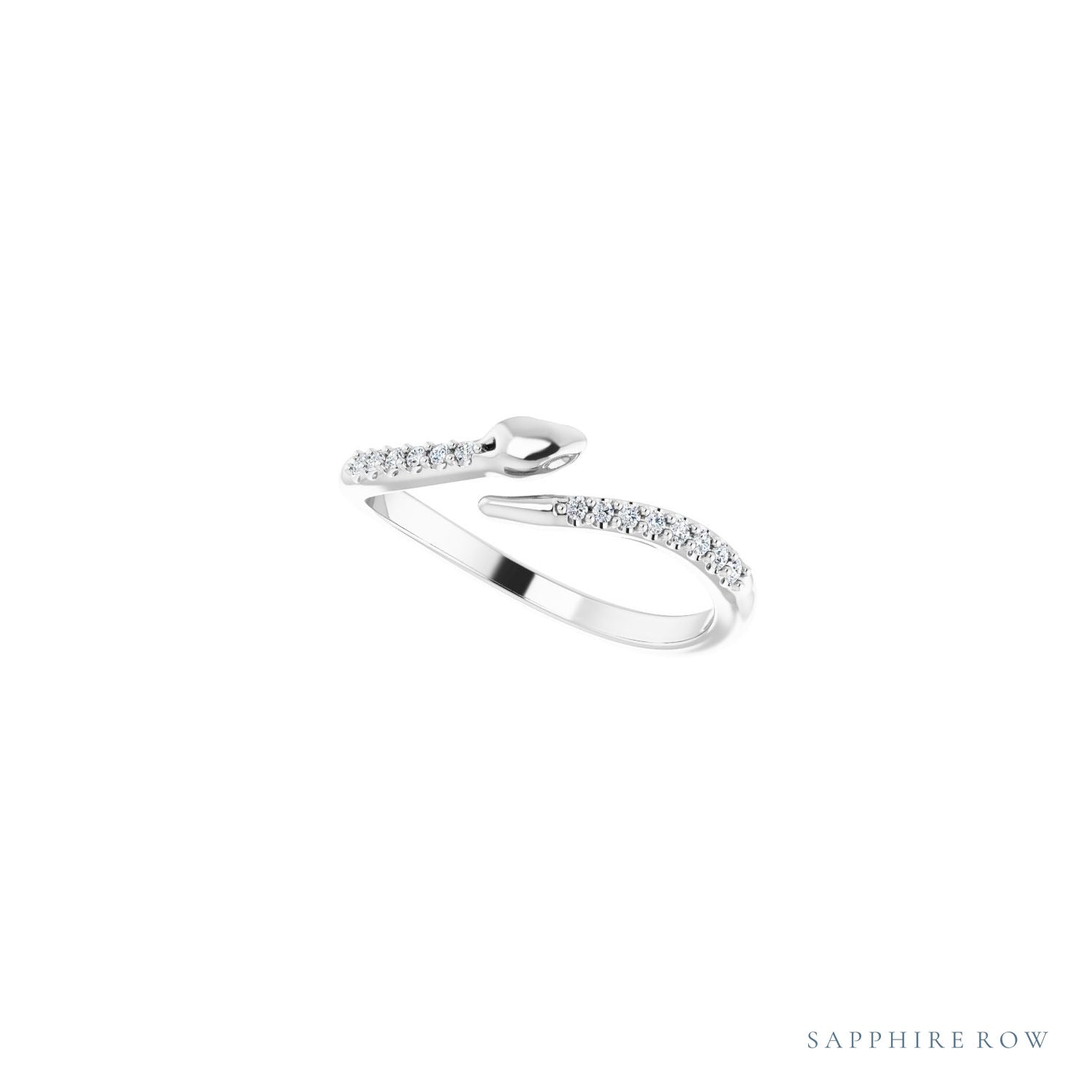 Sapphire Row Natural Diamond Pavé Snake Wrap Ring - 14K White Gold (view 5)
