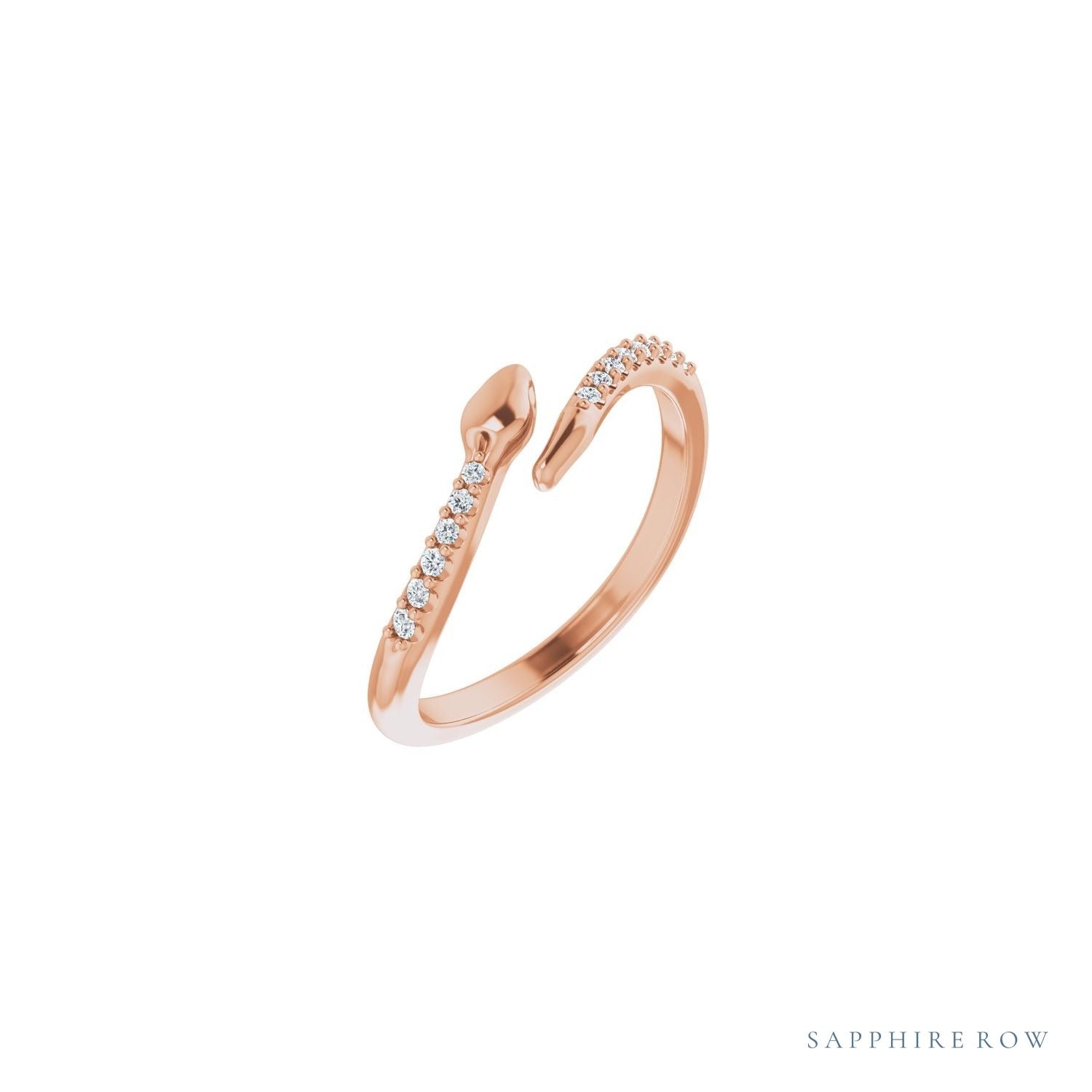 Sapphire Row Natural Diamond Pavé Snake Wrap Ring - 14K Rose Gold