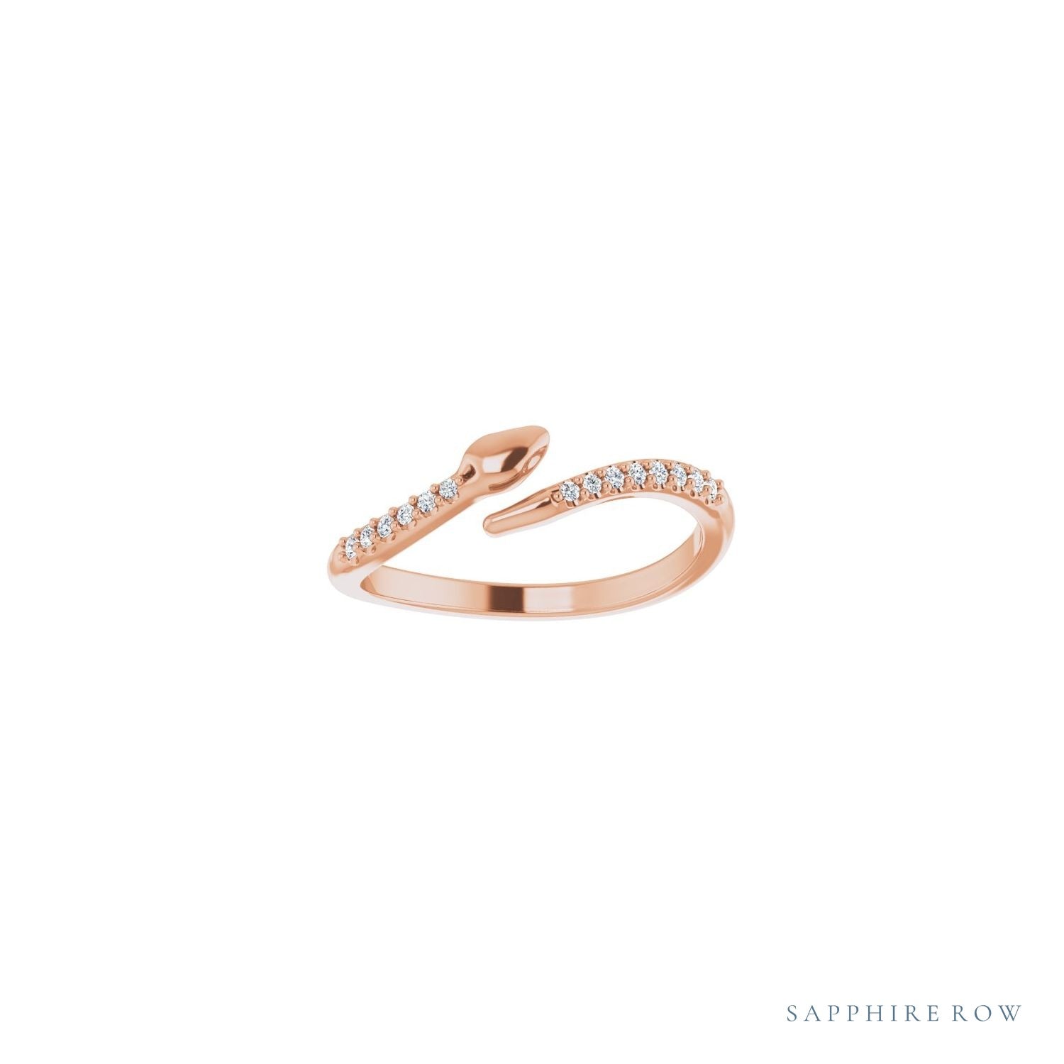 Sapphire Row Natural Diamond Pavé Snake Wrap Ring - 14K Rose Gold (view 3)