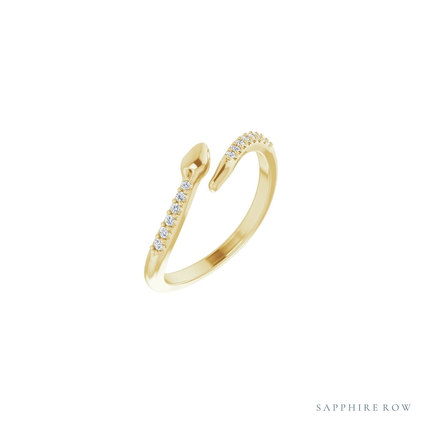 Sapphire Row Natural Diamond Pavé Snake Wrap Ring - 14K Yellow Gold