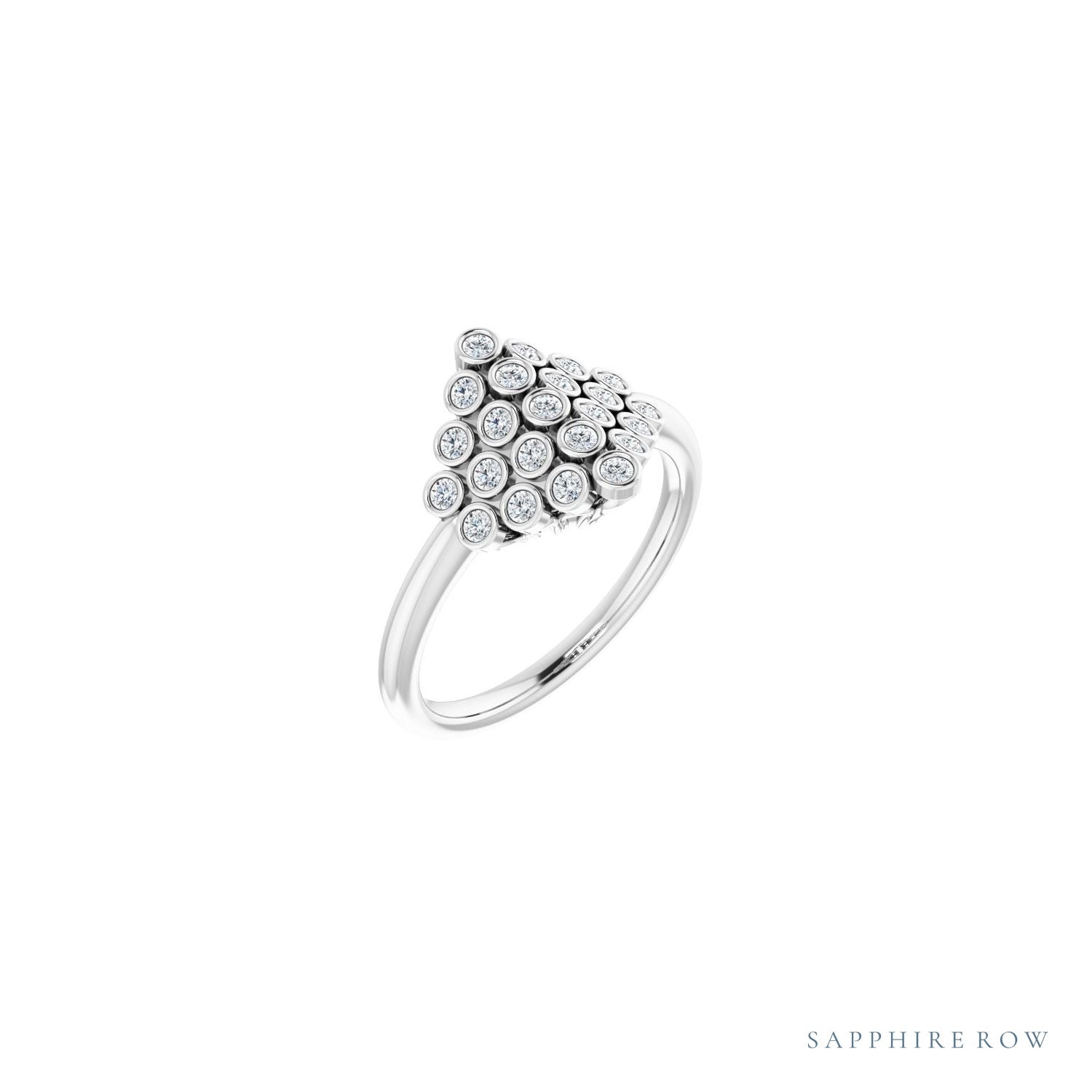 Sapphire Row Natural Diamond Bezel-Set Cluster Ring - Platinum