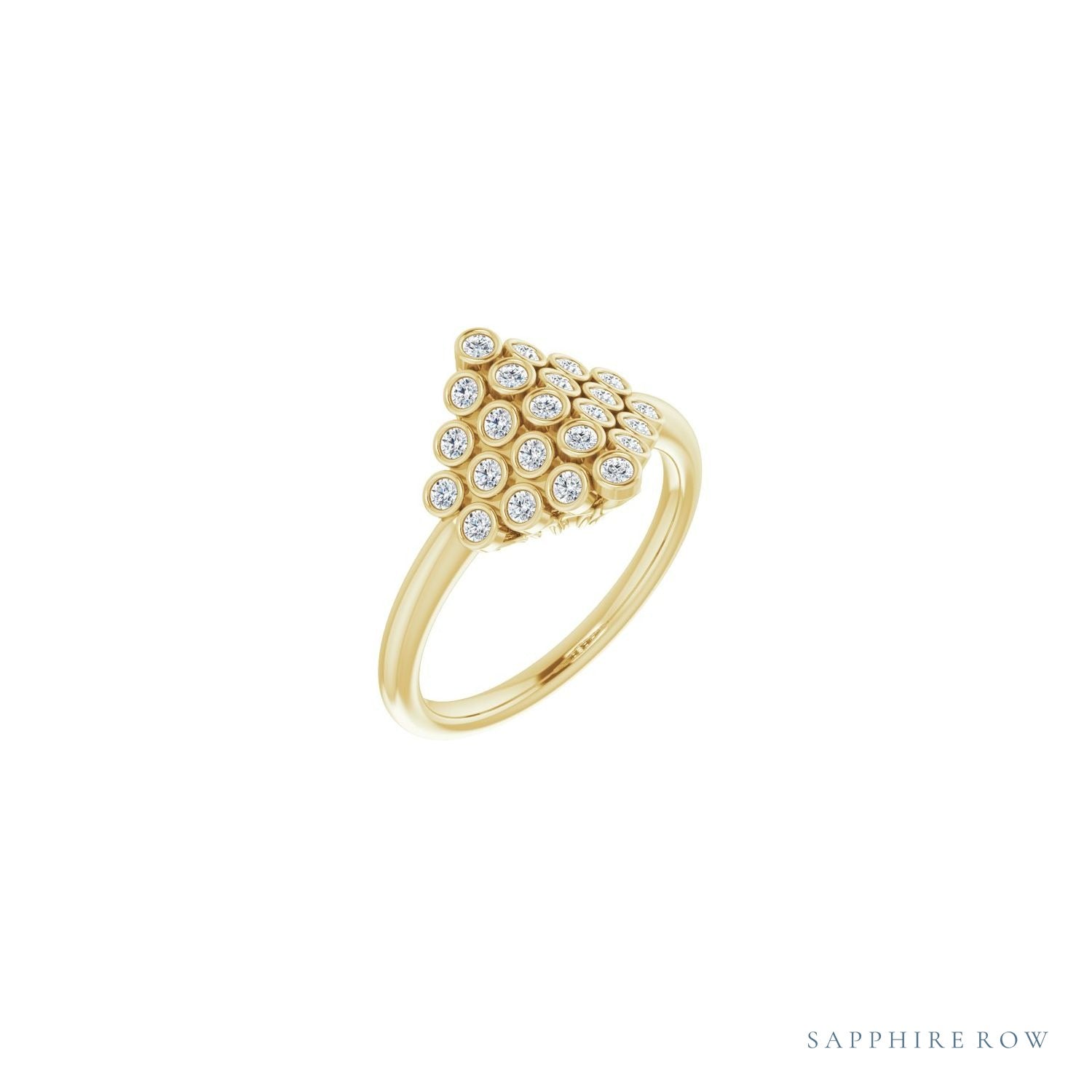 Sapphire Row Natural Diamond Bezel-Set Cluster Ring - 14K Yellow Gold