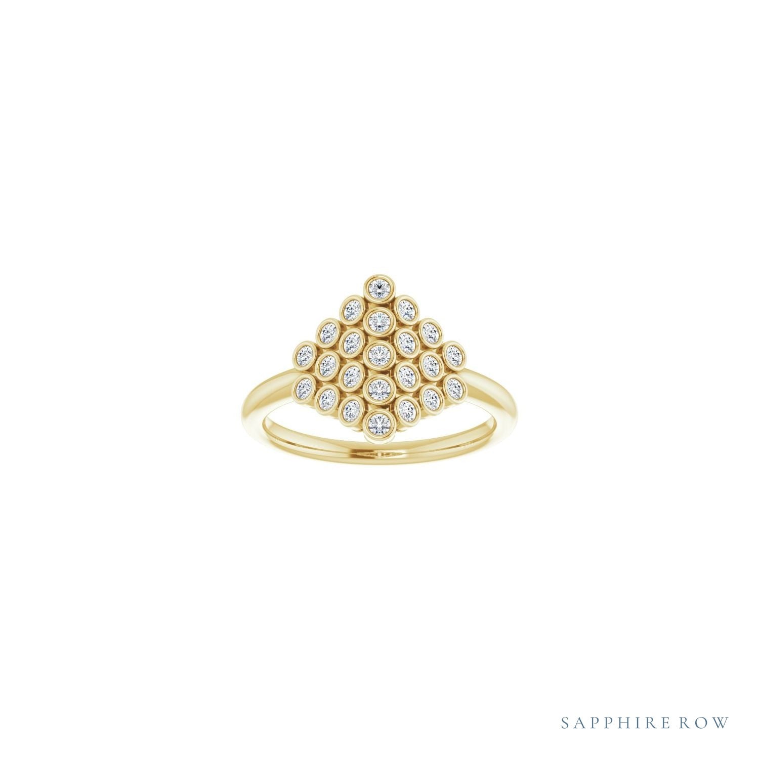 Sapphire Row Natural Diamond Bezel-Set Cluster Ring - 14K Yellow Gold (view 3)