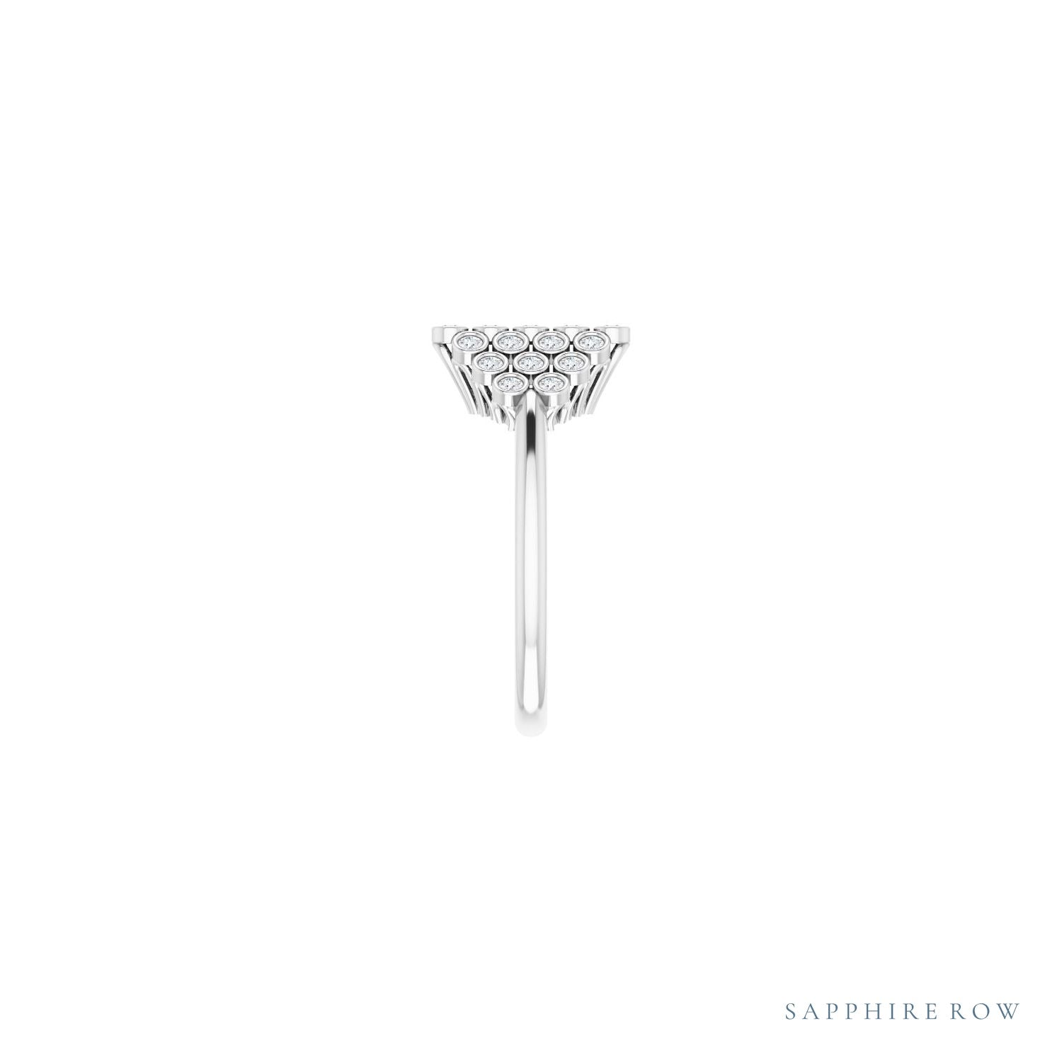 Sapphire Row Natural Diamond Bezel-Set Cluster Ring - 14K White Gold (view 4)