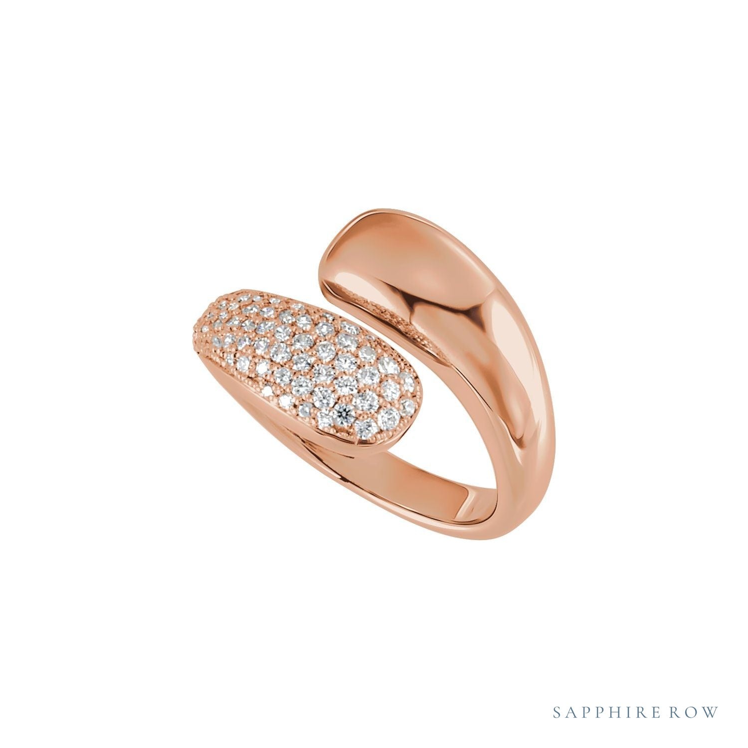 Sapphire Row Natural Diamond Pavé Dome Wrap Ring - 14K Rose Gold