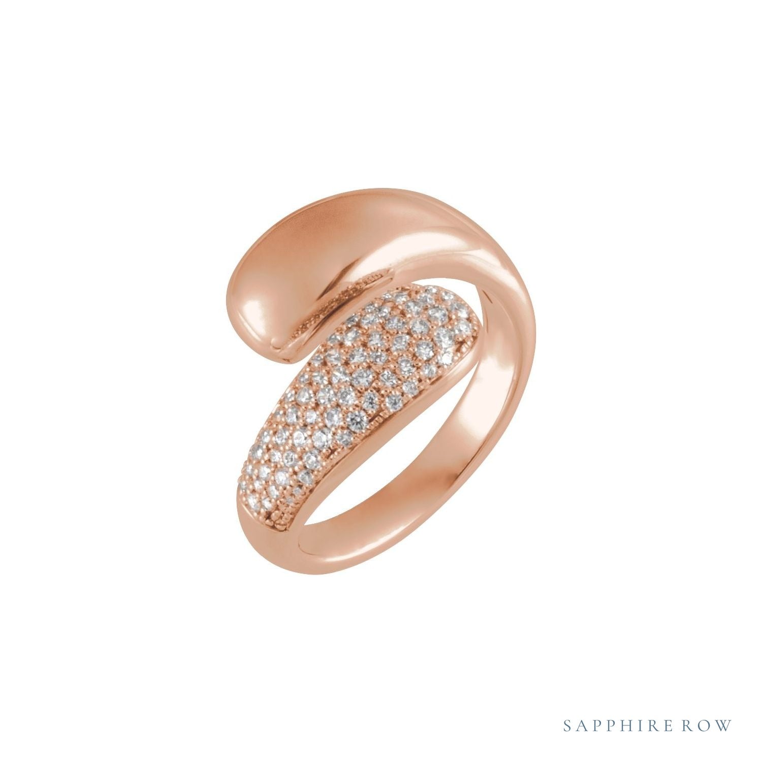Sapphire Row Natural Diamond Pavé Dome Wrap Ring - 14K Rose Gold (view 2)