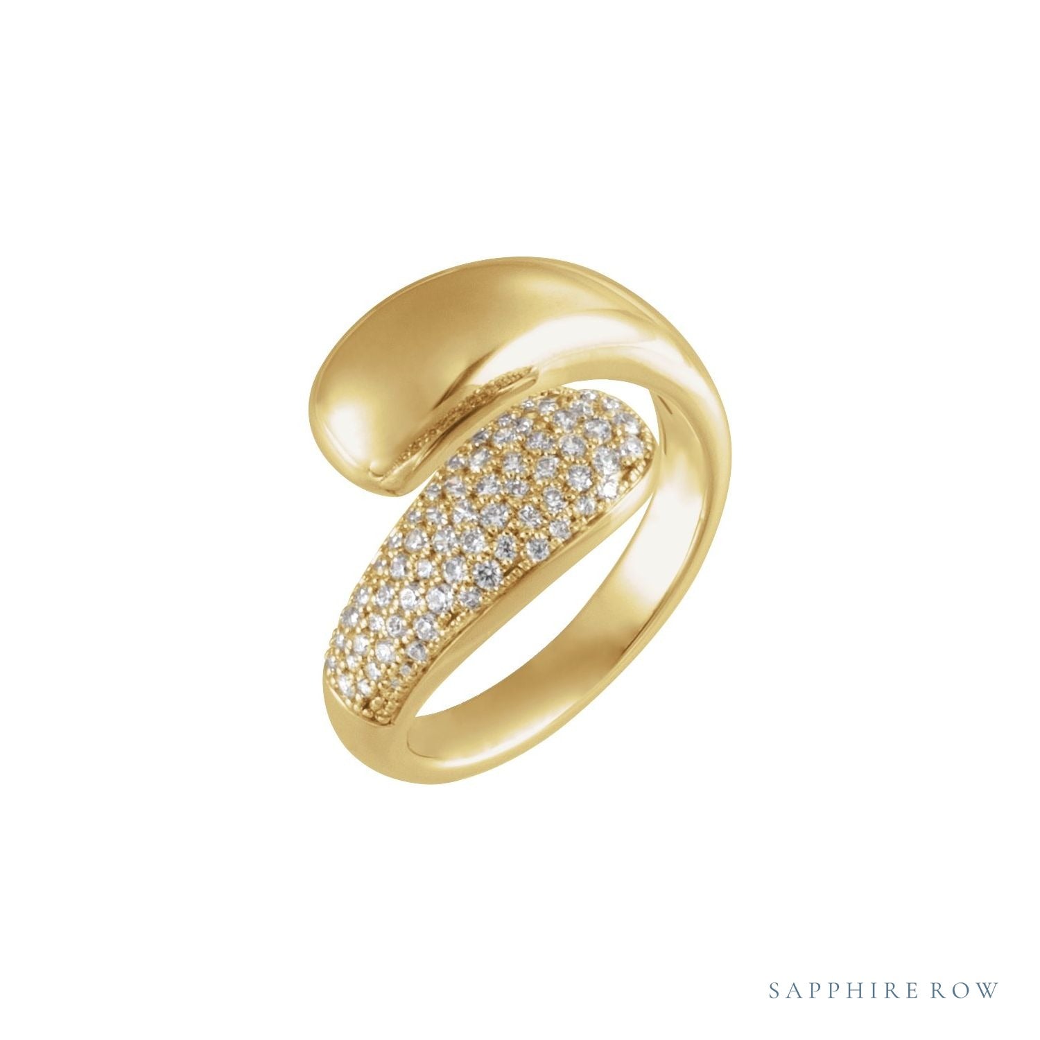 Sapphire Row Natural Diamond Pavé Dome Wrap Ring - 14K Yellow Gold (view 2)