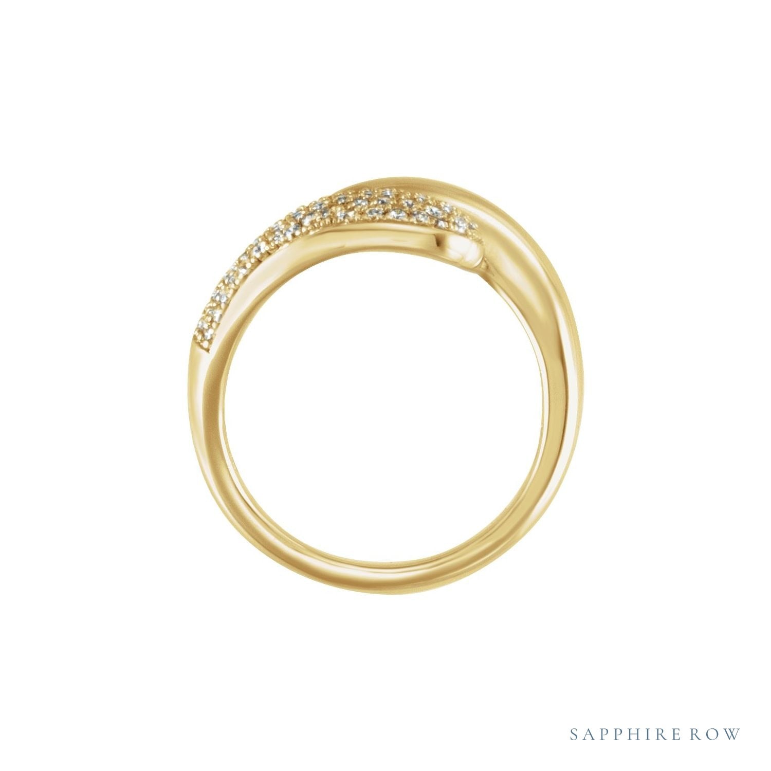 Sapphire Row Natural Diamond Pavé Dome Wrap Ring - 14K Yellow Gold (view 3)