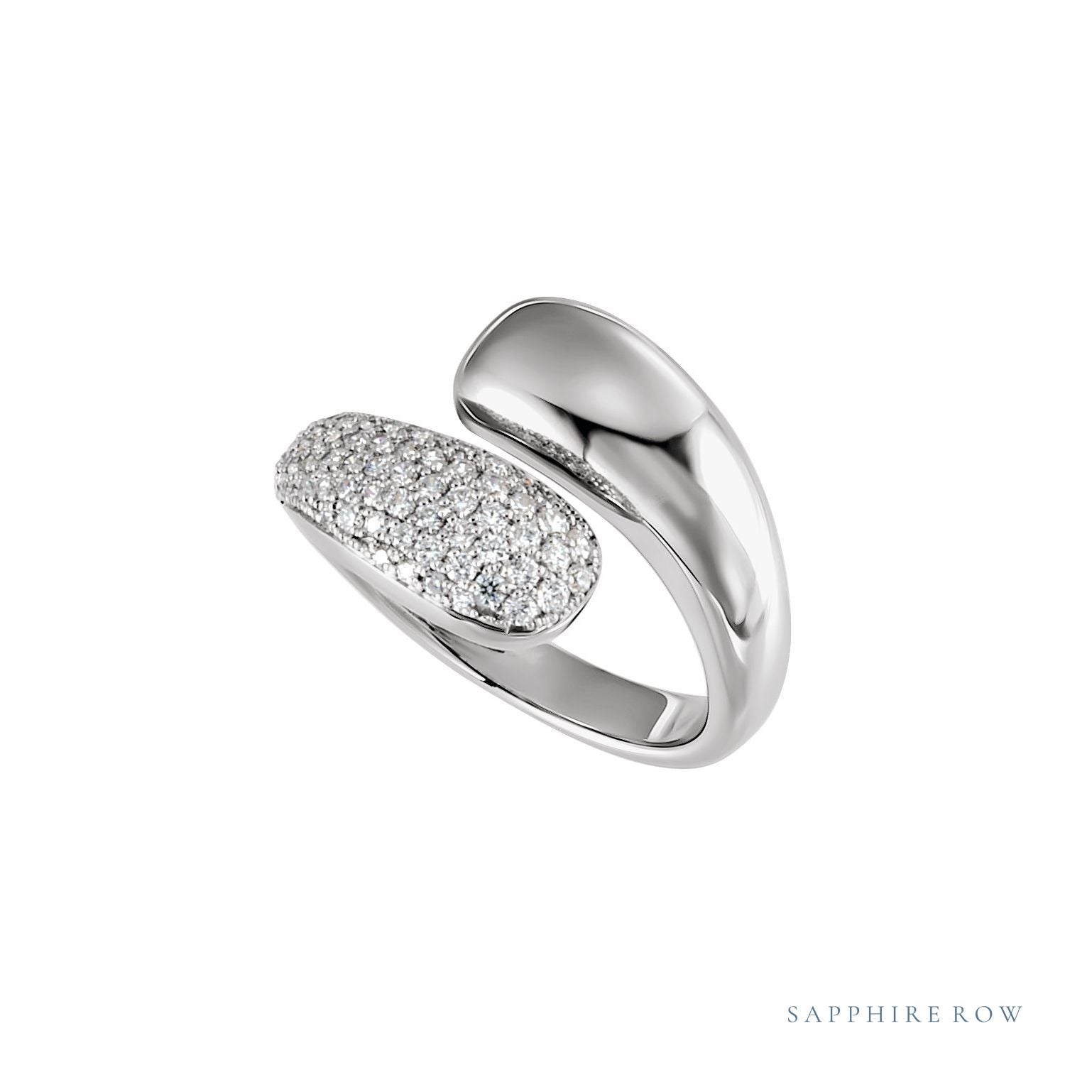 Sapphire Row Natural Diamond Pavé Dome Wrap Ring - 14K White Gold