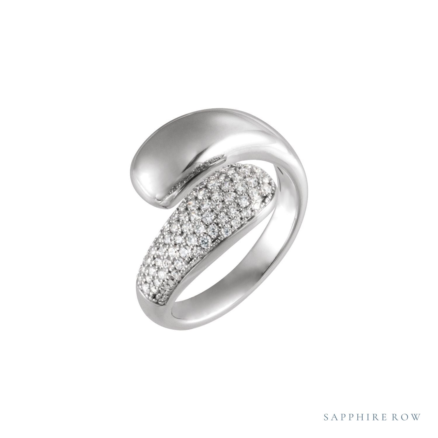 Sapphire Row Natural Diamond Pavé Dome Wrap Ring - 14K White Gold (view 2)