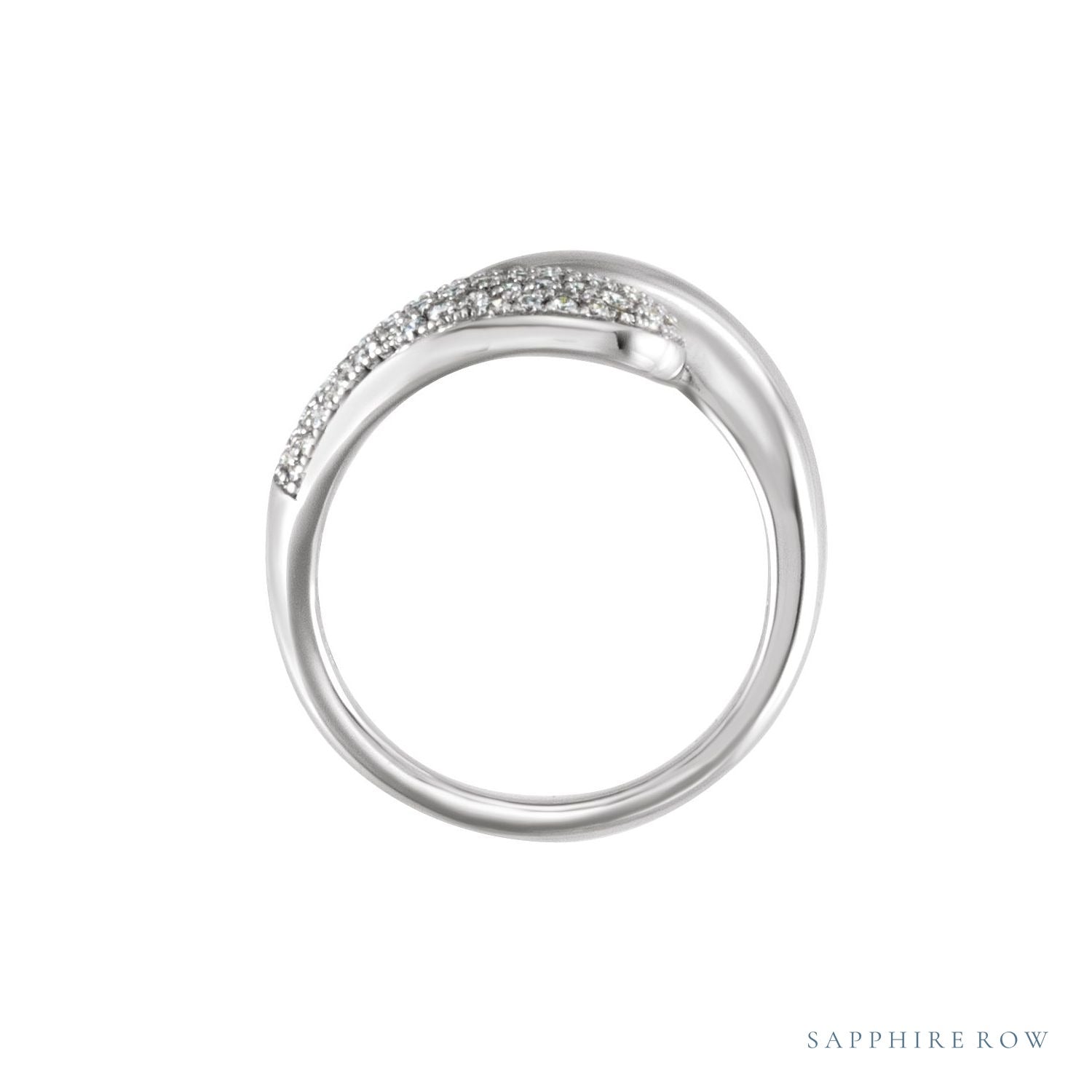 Sapphire Row Natural Diamond Pavé Dome Wrap Ring - 14K White Gold (view 3)