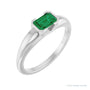 Sapphire Row Lab-Grown Emerald-Cut Gemstone Stacking Ring - Emerald, Platinum