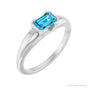 Sapphire Row Lab-Grown Emerald-Cut Gemstone Stacking Ring - Aqua Sapphire, 14K White Gold