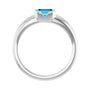 Sapphire Row Lab-Grown Emerald-Cut Gemstone Stacking Ring - Aqua Sapphire, 14K White Gold (view 2)