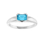 Sapphire Row Lab-Grown Emerald-Cut Gemstone Stacking Ring - Aqua Sapphire, 14K White Gold (view 3)