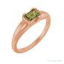Sapphire Row Lab-Grown Emerald-Cut Gemstone Stacking Ring - Green Sapphire, 14K Rose Gold