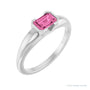 Sapphire Row Lab-Grown Emerald-Cut Gemstone Stacking Ring - Pink Sapphire, 14K White Gold