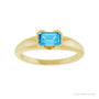 Sapphire Row Lab-Grown Emerald-Cut Gemstone Stacking Ring - Aqua Sapphire, 14K Yellow Gold (view 3)