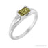 Sapphire Row Lab-Grown Emerald-Cut Gemstone Stacking Ring - Green Sapphire, 14K White Gold