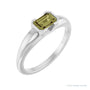 Sapphire Row Lab-Grown Emerald-Cut Gemstone Stacking Ring - Green Sapphire, 14K White Gold