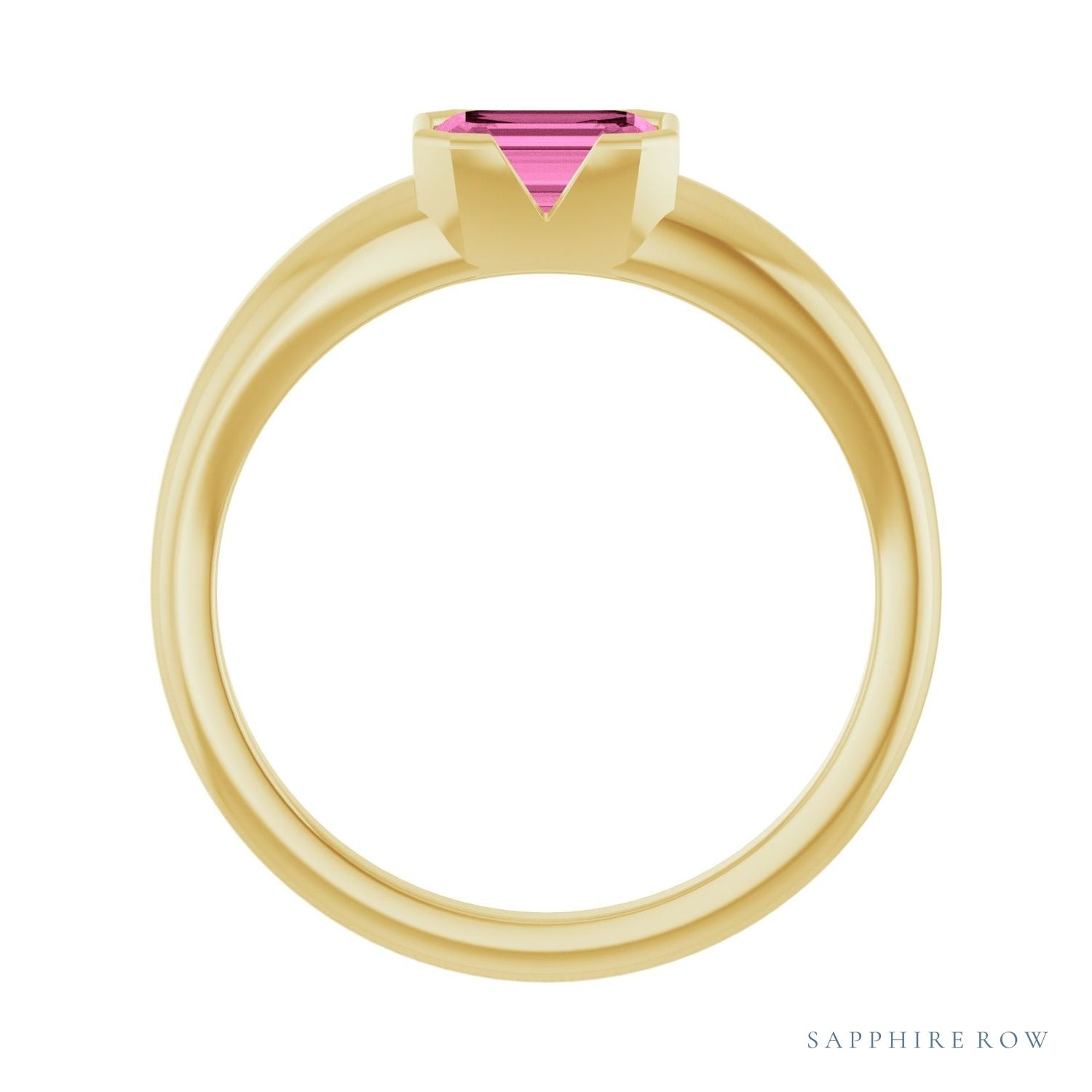 Sapphire Row Lab-Grown Emerald-Cut Gemstone Stacking Ring - Pink Sapphire, 14K Yellow Gold (view 2)