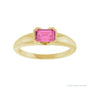 Sapphire Row Lab-Grown Emerald-Cut Gemstone Stacking Ring - Pink Sapphire, 14K Yellow Gold (view 3)