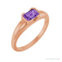 Sapphire Row Lab-Grown Emerald-Cut Gemstone Stacking Ring - Purple Sapphire, 14K Rose Gold