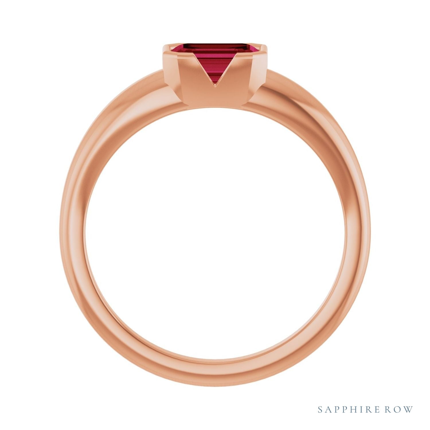 Sapphire Row Lab-Grown Emerald-Cut Gemstone Stacking Ring - Ruby, 14K Rose Gold (view 2)