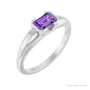 Sapphire Row Lab-Grown Emerald-Cut Gemstone Stacking Ring - Purple Sapphire, 14K White Gold