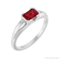 Sapphire Row Lab-Grown Emerald-Cut Gemstone Stacking Ring - Ruby, 14K White Gold