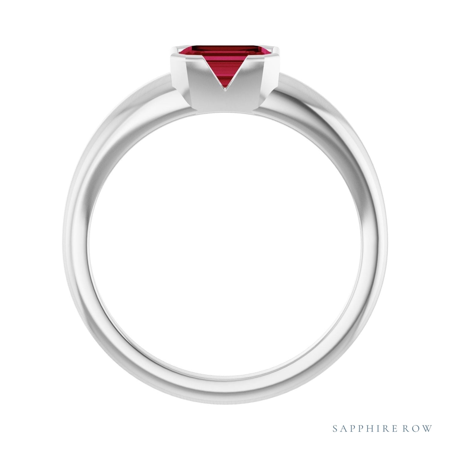 Sapphire Row Lab-Grown Emerald-Cut Gemstone Stacking Ring - Ruby, 14K White Gold (view 2)