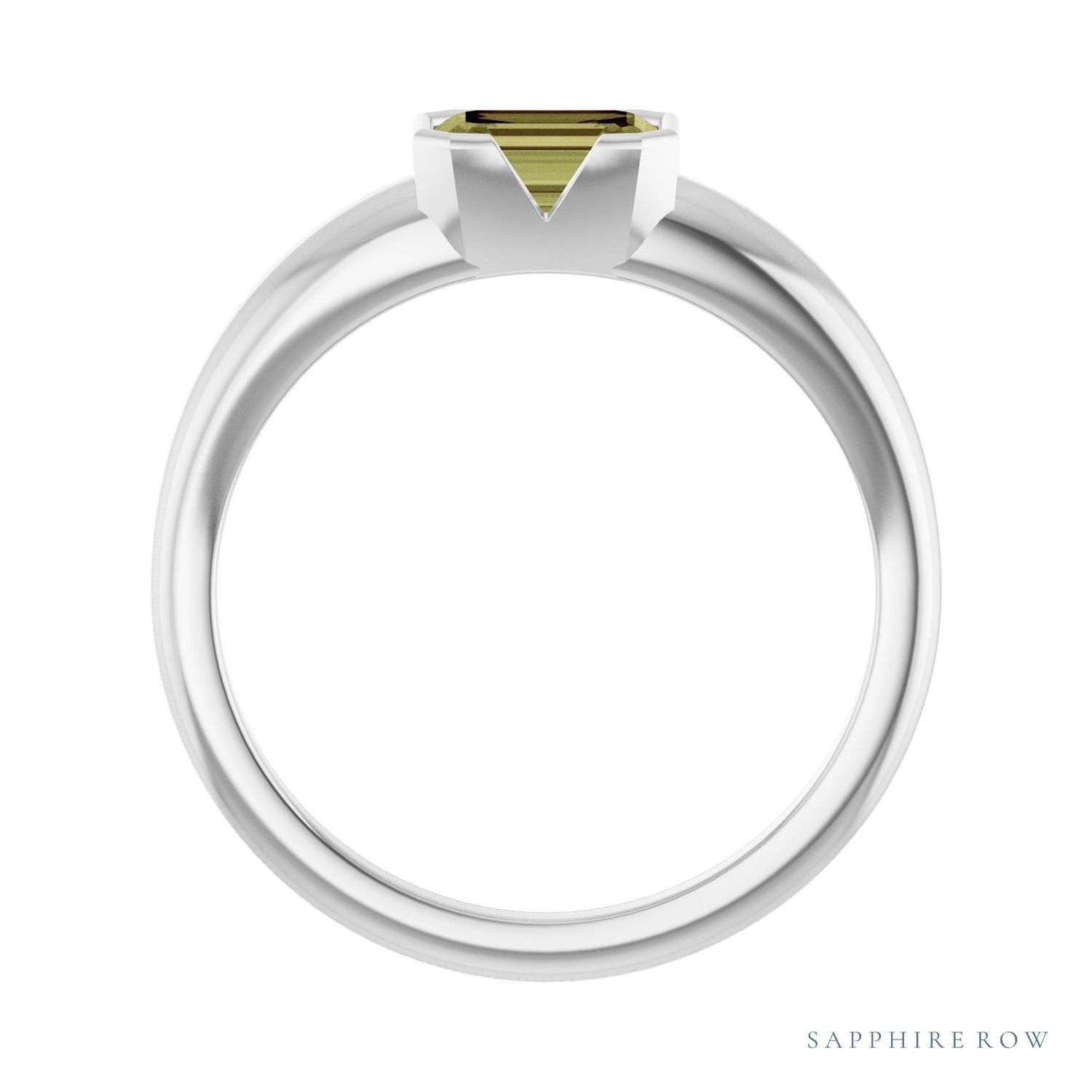 Sapphire Row Lab-Grown Emerald-Cut Gemstone Stacking Ring - Green Sapphire, Platinum (view 2)