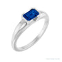Sapphire Row Lab-Grown Emerald-Cut Gemstone Stacking Ring - Blue Sapphire, Platinum